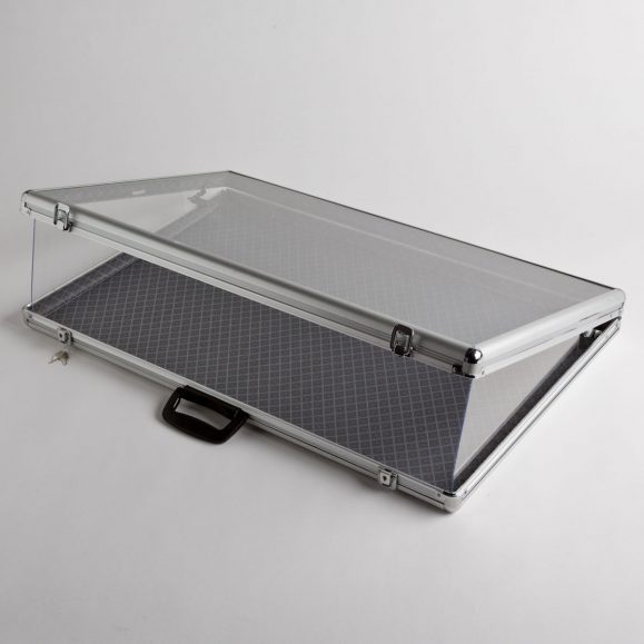 Large Aluminum Display Case with Glass Cover