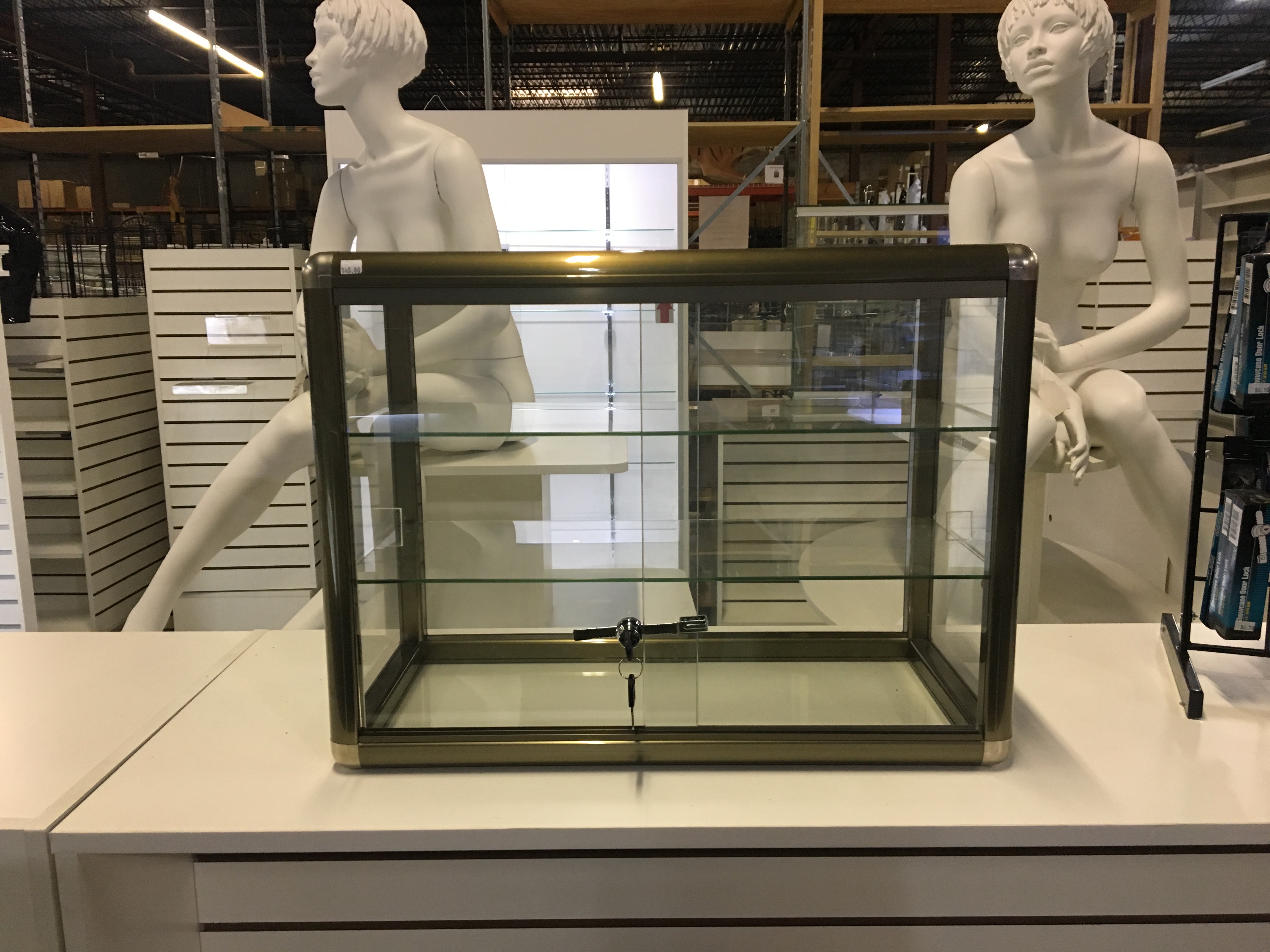 Glass Display Case with Key Bronze Countertop Case Showcase Fixture Boutique