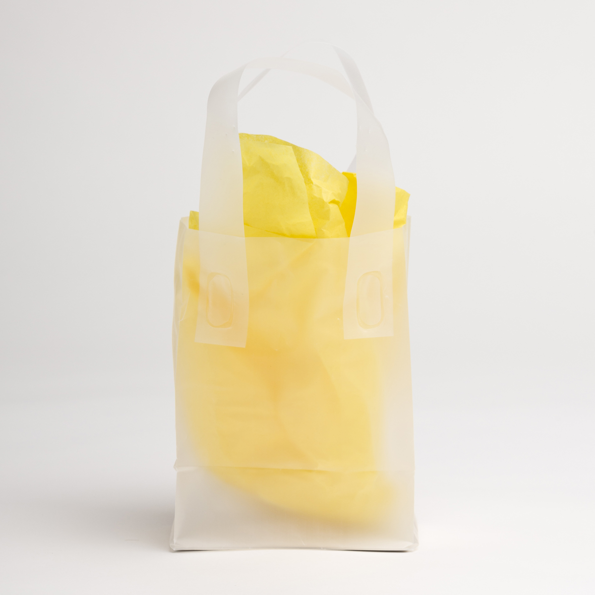 Small Clear Frost Plastic Shopping Bags (100 pcs.)