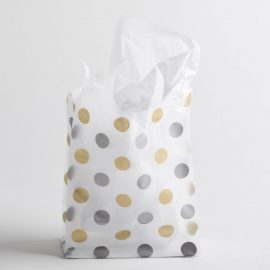 GOLD-SILVER DOT PLASTIC SHOPPING BAGS