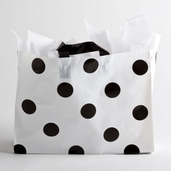 BLACK-WHITE DOT PLASTIC SHOPPING BAGS