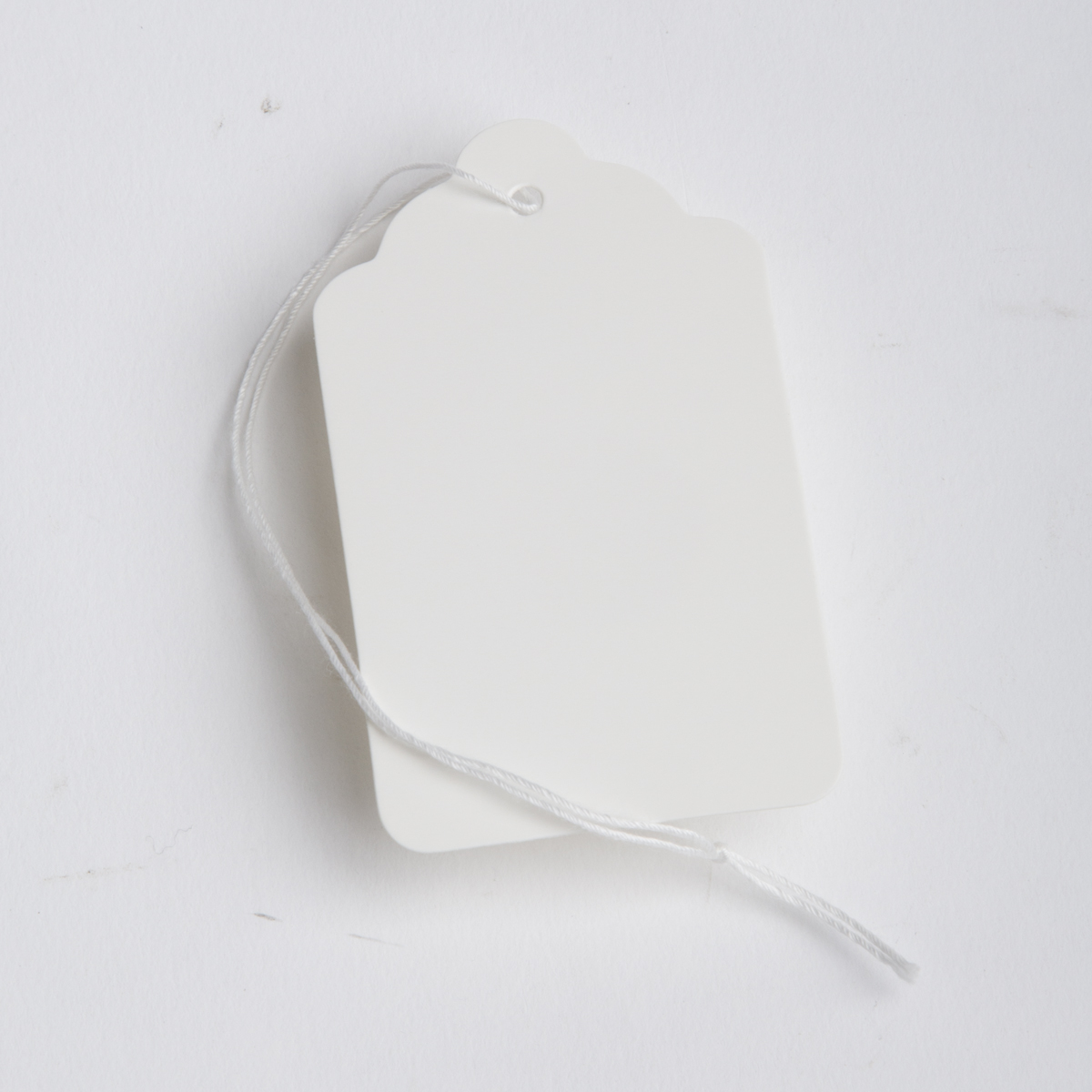 100 Blank White Merchandise Price Tags with Strings Size #7 1 7/16 x 2 3/16 