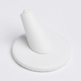 Single Ring Finger Display - White Leather